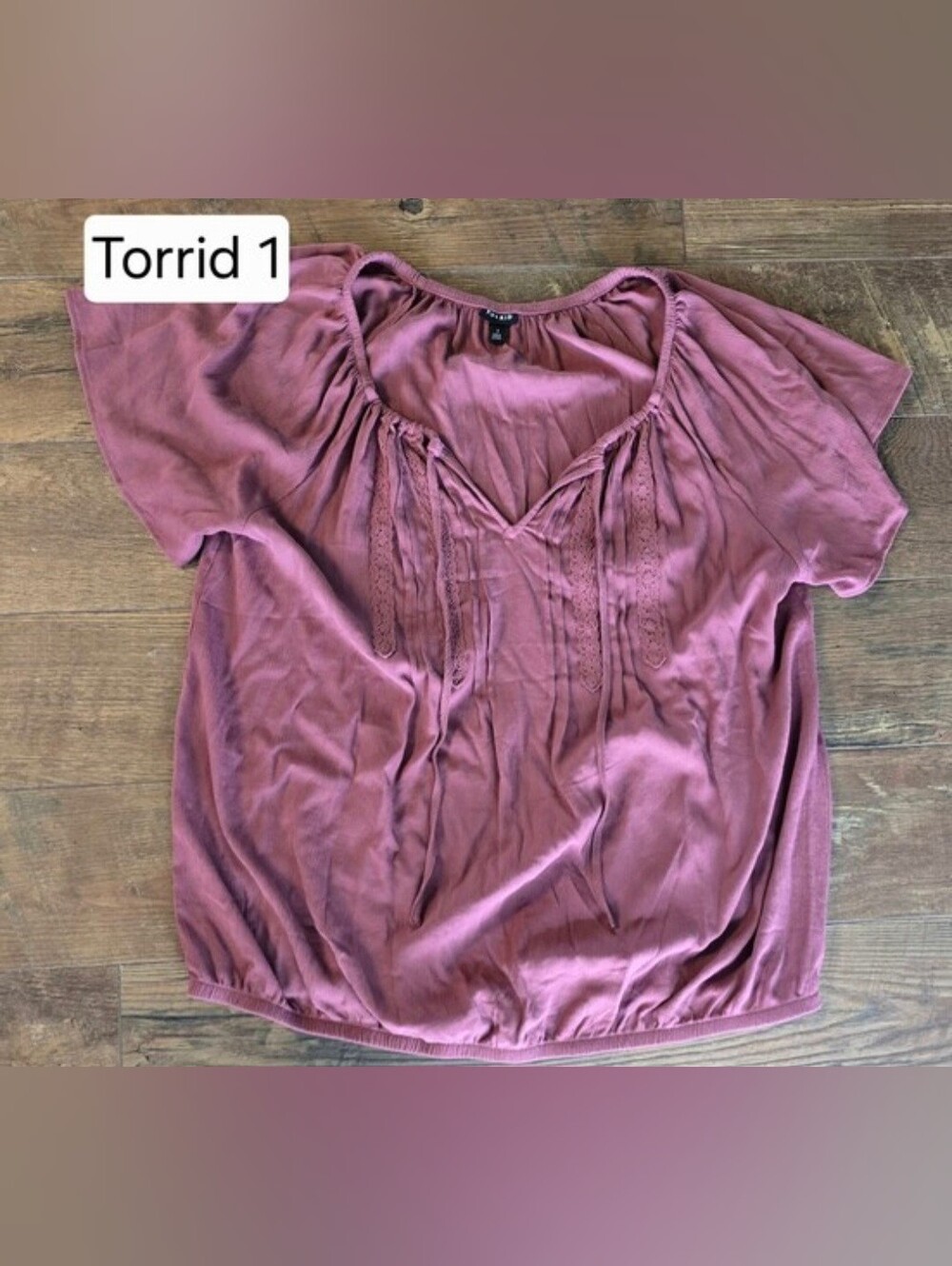 torrid Mauve Lace-Tie Peasant Blouse